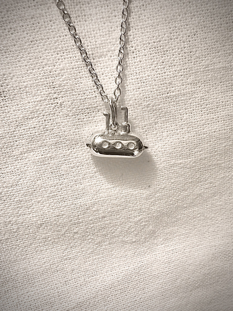sterling silver pendant of a replica little Yellow Submarine on a sterling silver chain
